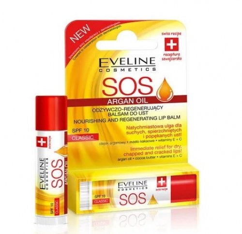 Eveline Cosmetics - SOS ARGAN OIL - NOURISHING AND REGENERATING LIP BALM - Nourishing and regenerating stick lip balm - SPF10 - Classic