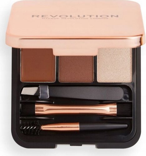 MAKEUP REVOLUTION - BROW SCULPT KIT - Eyebrow makeup kit - MEDIUM BROWN