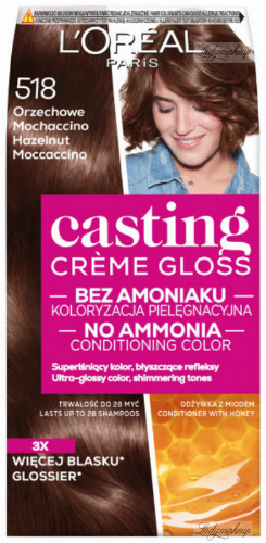 L'Oréal - Casting Créme Gloss - Pielęgnacyjna koloryzacja bez amoniaku - 518 ORZECHOWE MOCHACCINO 