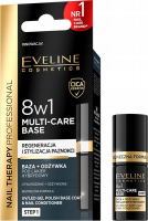 Eveline Cosmetics - NAIL THERAPY PROFFESSIONAL - UV/LED GEL POLISH BASE COAT & NAIL CONDITIONER STEP 1 - 8w1 Baza + odżywka pod lakier hybrydowy - 5 ml 
