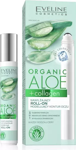 Eveline Cosmetics - Organic Aloe + Collagen - Moisturizing Eye Contour Modeling Roll-on - Moisturizing roll-on modeling eye contour - 15 ml
