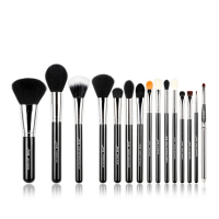 JESSUP - Essential Brushes Set - Zestaw 15 pędzli do makijażu twarzy i oczu - T092 Black/Silver