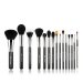 JESSUP - Essential Brushes Set - Set of 15 brushes for face and eye make-up - T092 Black / Silver