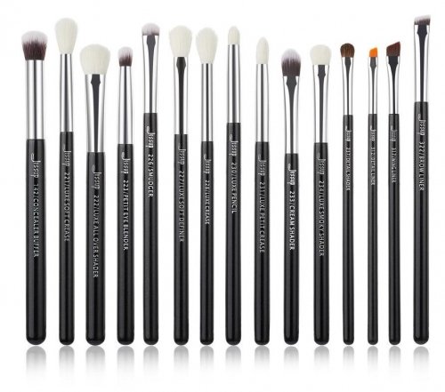 JESSUP - Individual Brushes Set - Zestaw 15 pędzli do makijażu oczu - T177 Black/Silver