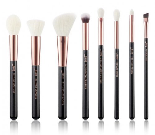 JESSUP - Individual Brushes Set - A set of 8 brushes for face and eye make-up - T158 Black / Rose Gold