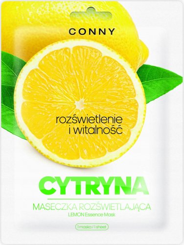CONNY - Lemon Essence Mask - Maseczka do twarzy rozświetlająca - Cytryna - Rozświetlenie i witalność - 23 ml