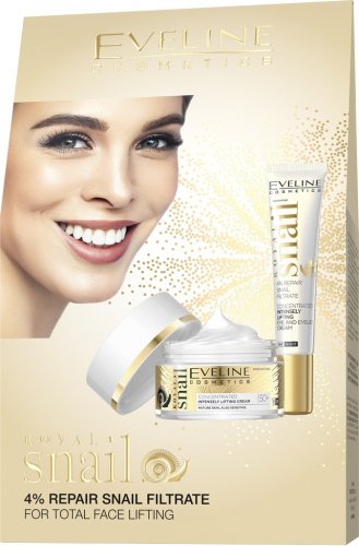 Eveline Cosmetics - ROYAL SNAIL 50+ - Zestaw prezentowy do cery dojrzałej - Liftingujący krem do twarzy na dzień/noc - 50 ml + Intensywnie liftingujący krem pod oczy i na powieki - 20 ml