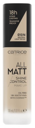 Catrice - ALL MATT Shine Control Make Up - Matujący podkład do twarzy - 30 ml - 010 N - NEUTRAL LIGHT BEIGE