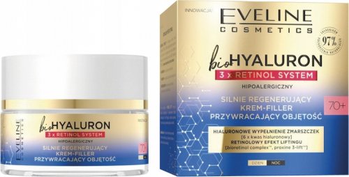 Eveline Cosmetics - BioHyaluron 3 x Retinol System 70+ Strongly Regenerating Face Cream Filler - Day / Night - 50 ml