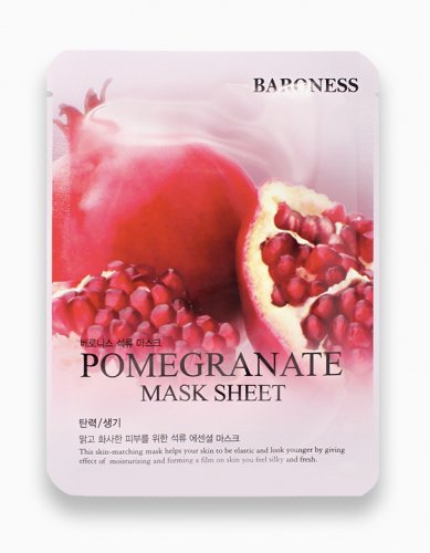 BARONESS - Pomegranate Sheet Mask - Rozświetlająco-odświeżająca maska w płacie do twarzy z granatem - 21 g