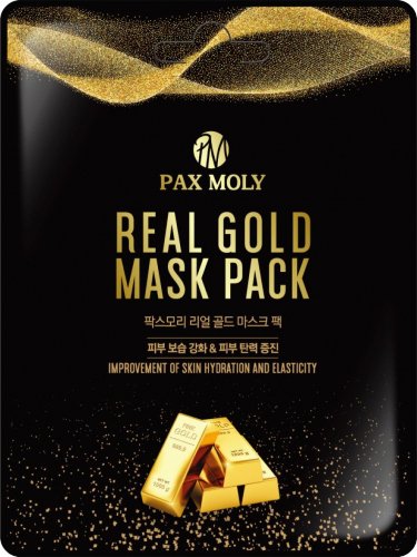 PAX MOLY - Real Gold Mask Pack - Maska w płacie nawilżająco-ujędrniająca ze złotymi ekstraktami i mleczkiem pszczelim - 25 ml