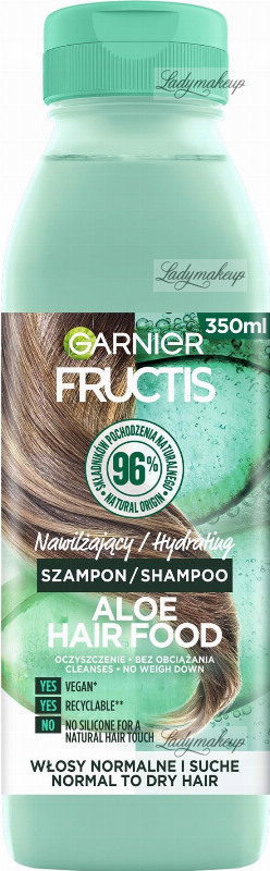GARNIER - FRUCTIS - Aloe Hair Food Shampoo - Vegan, moisturizing shampoo  for dry and normal hair - 350 ml