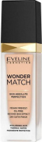 Eveline Cosmetics - WONDER MATCH Foundation - Luxurious foundation matching the skin with hyaluronic acid - 30 ml - 16 LIGHT BEIGE - 16 - LIGHT BEIGE