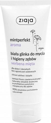 ZIAJA - Mintperfekt Aroma - Biała glinka do mycia i higieny zębów bez fluoru - Verbena i Mięta - 100 ml 