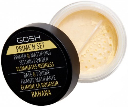 GOSH - Prime'n Set PRIMER & MATTIFYING SETTING POWDER - Fiksująco-matujący bananowy puder / baza do twarzy - 002 BANANA - 7 g