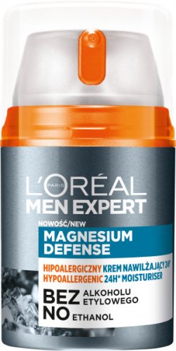 L'Oréal - MEN EXPERT - MAGNESIUM DEFENSE - 24H Moisturiser - Hipoalergiczny krem nawilżający do twarzy - 50 ml