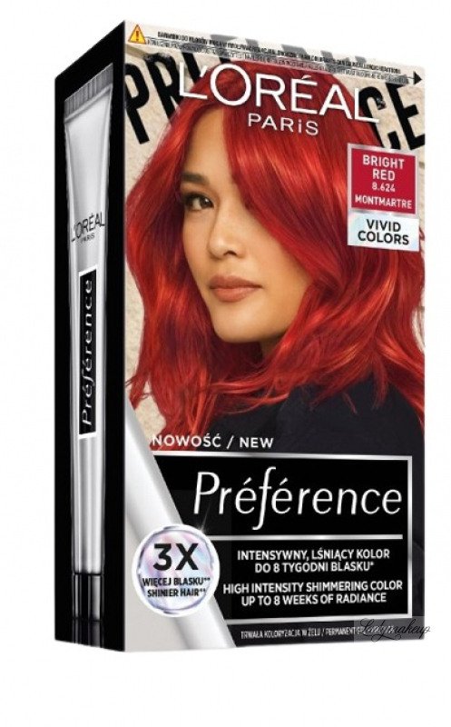 L'Oréal - Préférence - Permanent Gel Haircolor - Hair dye - Permanent  colorization  BRIGHT RED MONTMARTRE