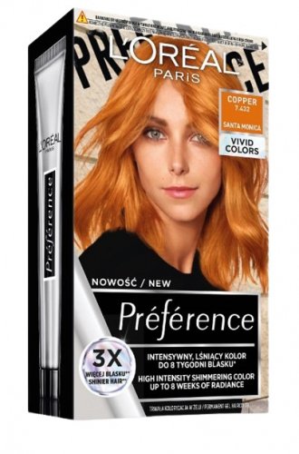 L'Oréal - Préférence - Permanent Gel Haircolor - Farba do włosów - Trwała koloryzacja - 7.432 COPPER SANTA MONICA
