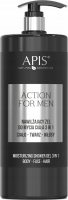 APIS - Action For Men - Moisturizing Shower Gel 3in1 - Nawilżający żel do mycia ciała 3w1 - Ciało - Twarz - Włosy - 500 ml
