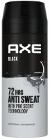 AXE - 72HRS ANTI SWEAT - Antypersirant w aerozolu dla mężczyzn - BLACK - 150 ml