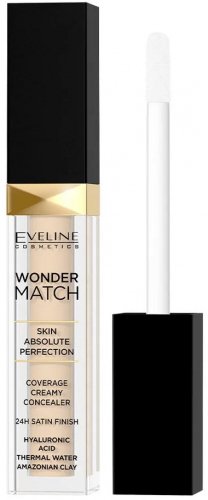 Eveline Cosmetics - Wonder Match - Coverage Creamy Concealer - Kremowy korektor w płynie z kwasem hialuronowym - 7 ml - 01 - LIGHT