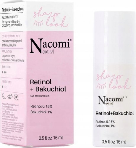 Nacomi Next Level - Retinol + Bakuchiol Eye Contour Serum - Przeciwzmarszczkowe serum pod oczy - 15 ml