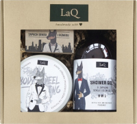 LaQ - Doberman - Zestaw prezentowy dla mężczyzn - Żel pod prysznic 500 ml + Peeling 200 ml + Mydło w kostce 85 g
