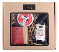 LaQ - Pralinka - Zestaw prezentowy dla kobiet - Żel pod prysznic 300 ml + Masełko do twarzy 50 ml + Mus do mycia twarzy 100 ml 