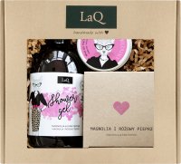 LaQ - Kicia Magnolia - Zestaw prezentowy dla kobiet - Żel pod prysznic 500 ml + Masło do ciała 200 ml + Mus do mycia twarzy 100 ml 