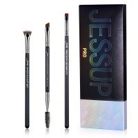 JESSUP - PRO Brow Brush Set - Zestaw 3 pędzli do makijażu brwi - T326 Black/Silver