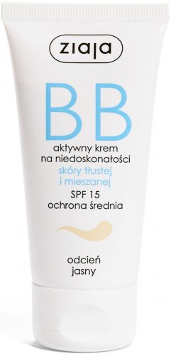 ZIAJA - Active BB cream for imperfections - SPF15 - Oily and combination skin - 50 ml - LIGHT SHADE
