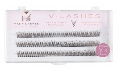 Many Beauty - Many Lashes - V-LASHES - Silk Eyelashes Individual - Silk eyelash tufts - Fish Tale - 0,10 mm STRONG - C-9mm