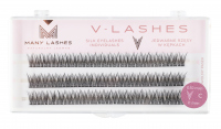 Many Beauty - Many Lashes - V-LASHES - Silk Eyelashes Individual - Jedwabne rzęsy w kępkach - Fish Tale - 0,10mm STRONG - C-11mm - C-11mm
