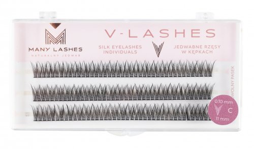 Many Beauty - Many Lashes - V-LASHES - Silk Eyelashes Individual - Silk eyelash tufts - Fish Tale - 0,10 mm STRONG - C-11mm