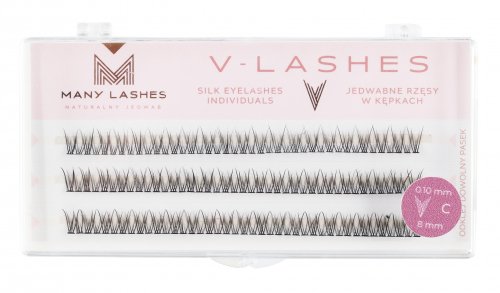 Many Beauty - Many Lashes - V-LASHES - Silk Eyelashes Individual - Silk eyelash tufts - Fish Tale - 0,10 mm STRONG - C-8mm