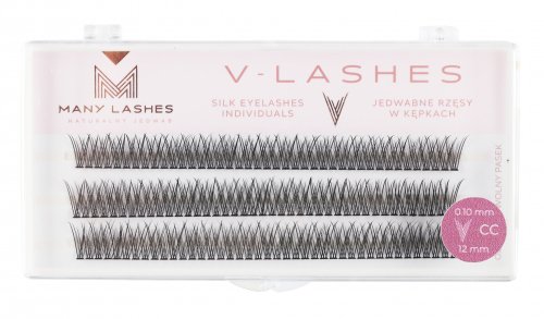 Many Beauty - Many Lashes - V-LASHES - Silk Eyelashes Individual - Silk eyelash tufts - Fish Tale - 0,10 mm STRONG - CC-12mm