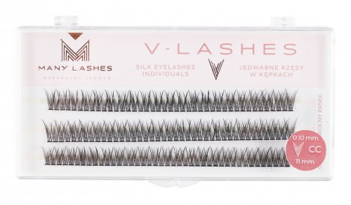 Many Beauty - Many Lashes - V-LASHES - Silk Eyelashes Individual - Jedwabne rzęsy w kępkach - Fish Tale - 0,10mm STRONG - CC-11mm