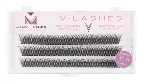 Many Beauty - Many Lashes - V-LASHES - Silk Eyelashes Individual - Silk eyelash tufts - Fish Tale - 0,10 mm STRONG - D-14mm