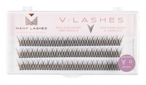 Many Beauty - Many Lashes - V-LASHES - Silk Eyelashes Individual - Silk eyelash tufts - Fish Tale - 0,10 mm STRONG - D-13mm