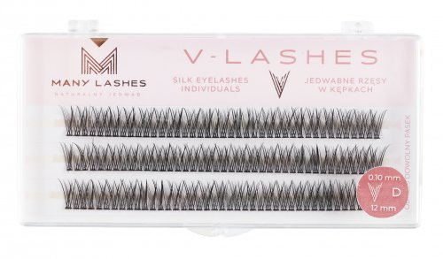 Many Beauty - Many Lashes - V-LASHES - Silk Eyelashes Individual - Silk eyelash tufts - Fish Tale - 0,10 mm STRONG - D-12mm