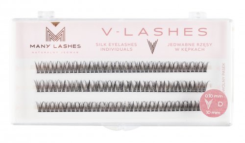 Many Beauty - Many Lashes - V-LASHES - Silk Eyelashes Individual - Silk eyelash tufts - Fish Tale - 0,10 mm STRONG - D-10mm