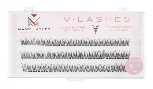 Many Beauty - Many Lashes - V-LASHES - Silk Eyelashes Individual - Jedwabne rzęsy w kępkach - Fish Tale - 0,07mm STANDARD  - C-11mm