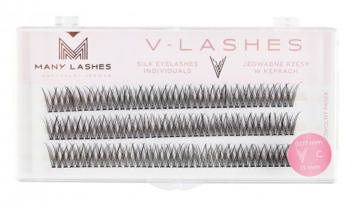 Many Beauty - Many Lashes - V-LASHES - Silk Eyelashes Individual - Fish Tale - 0.07mm STANDARD - C-13mm