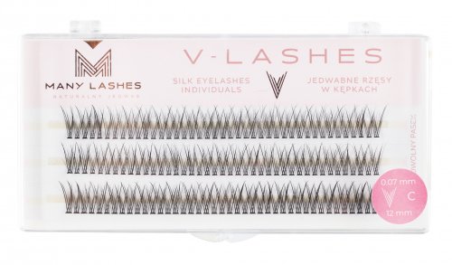 Many Beauty - Many Lashes - V-LASHES - Silk Eyelashes Individual - Fish Tale - 0.07mm STANDARD - C-12mm