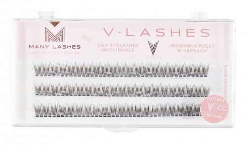 Many Beauty - Many Lashes - V-LASHES - Silk Eyelashes Individual - Jedwabne rzęsy w kępkach - Fish Tale - 0,07mm STANDARD  - CC-10mm