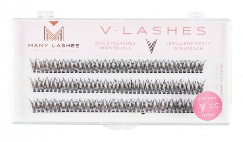 Many Beauty - Many Lashes - V-LASHES - Silk Eyelashes Individual - Jedwabne rzęsy w kępkach - Fish Tale - 0,07mm STANDARD  - CC-11mm