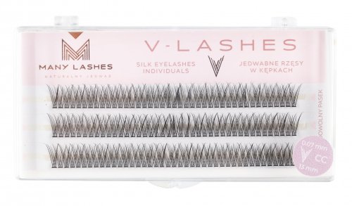 Many Beauty - Many Lashes - V-LASHES - Silk Eyelashes Individual - Jedwabne rzęsy w kępkach - Fish Tale - 0,07mm STANDARD  - CC-13mm