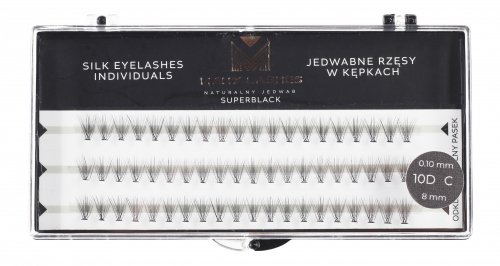 Many Beauty - Many Lashes - 10D SUPERBLACK - Silk Eyelashes Individual - Jedwabne rzęsy w kępkach - 0,10mm - 60 szt - C-8mm