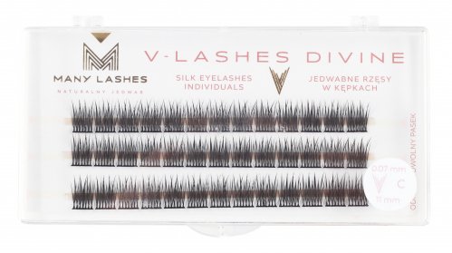 Many Beauty - Many Lashes - V-LASHES DIVINE Silk Eyelashes Individuals - Jedwabne kępki rzęs - 0,07mm - C - 11 mm
