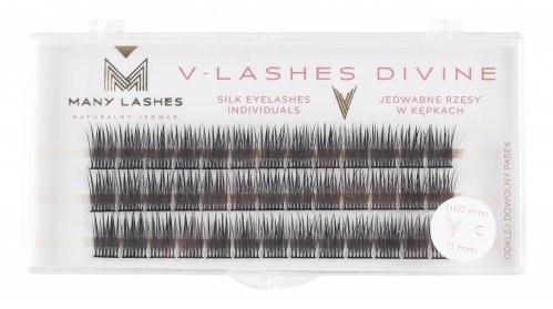 Many Beauty - Many Lashes - V-LASHES DIVINE Silk Eyelashes Individuals - Jedwabne kępki rzęs - 0,07mm - C - 13 mm